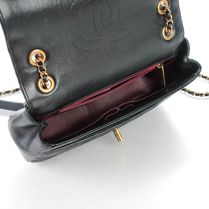 Chanel Shiny Goatskin Diagonal Quilted Smalll Flap Black 5 of 7