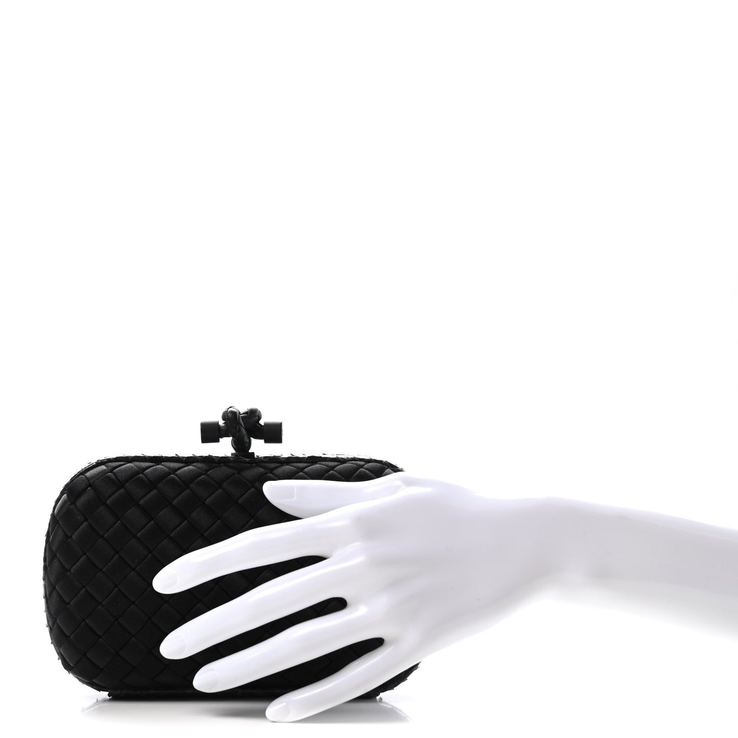 Satin Ayers Intrecciato Chain Knot Clutch Black