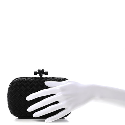 Bottega Veneta Satin Ayers Intrecciato Chain Knot Clutch Black 2 of 9