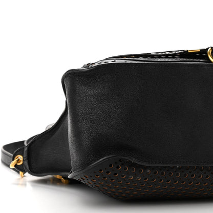 Chloe Calfskin Perforated Medium Marcie Satchel Black 8 of 14