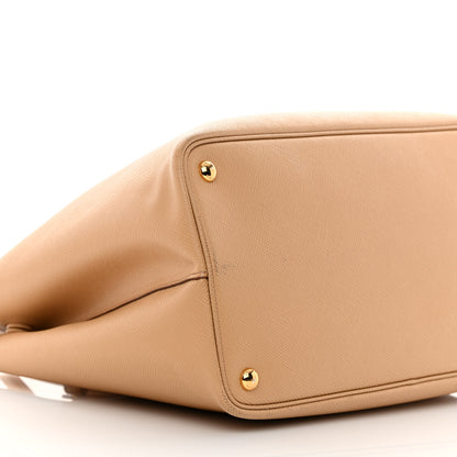 Prada Saffiano Cuir Medium Double Bag Noisette Papaya 9 of 20