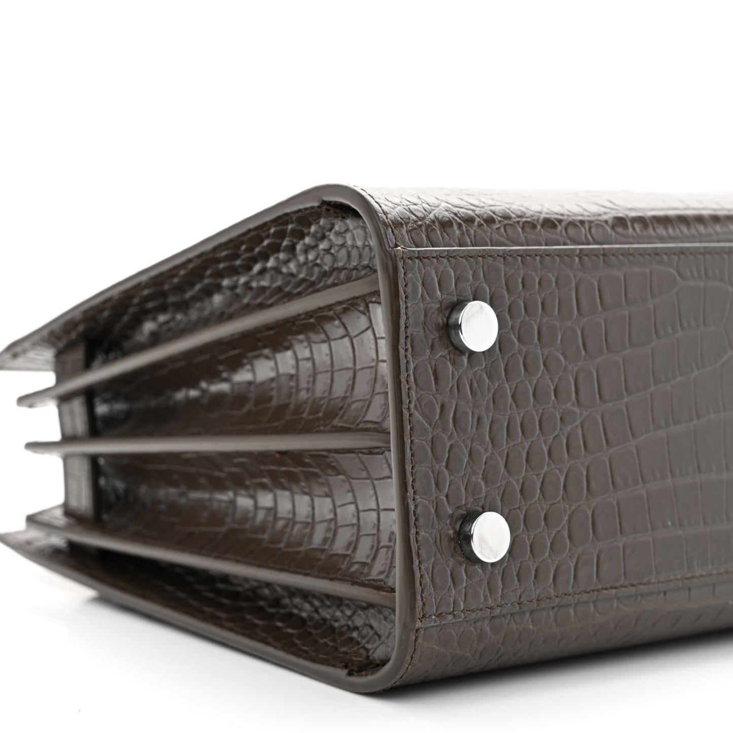 Calfskin Crocodile Embossed Baby Sac De Jour Dark Brown