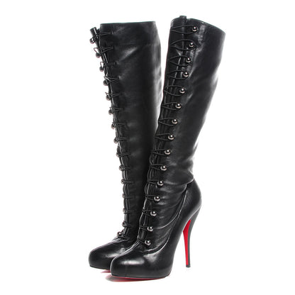 Christian Louboutin Leather Supra Fifre 120 Thigh-High Boots 41 Black 3 of 6