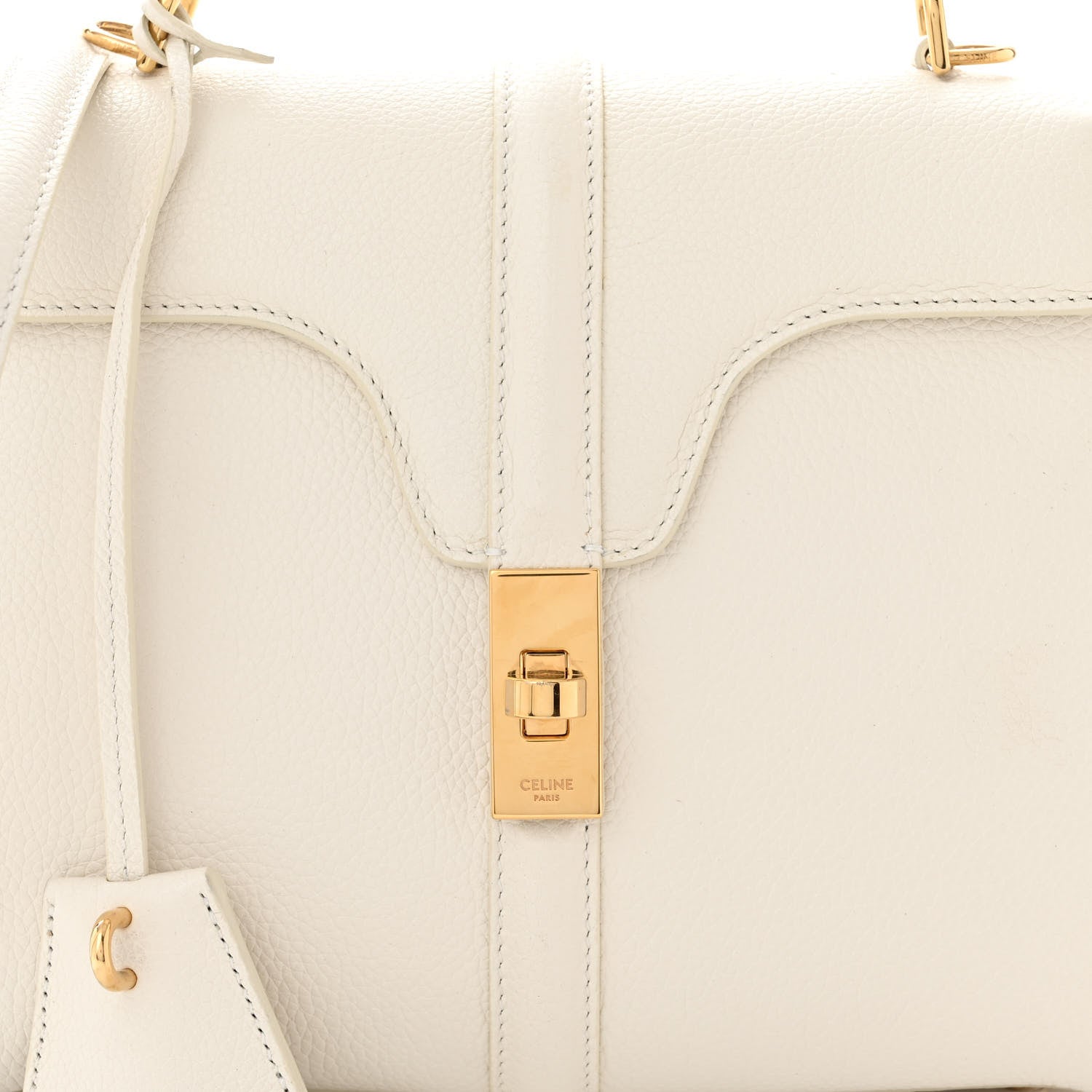 Celine Grained Calfskin Small 16 Top Handle Bag White 9 of 11