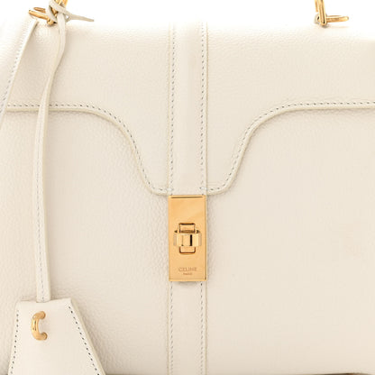 Celine Grained Calfskin Small 16 Top Handle Bag White 9 of 11