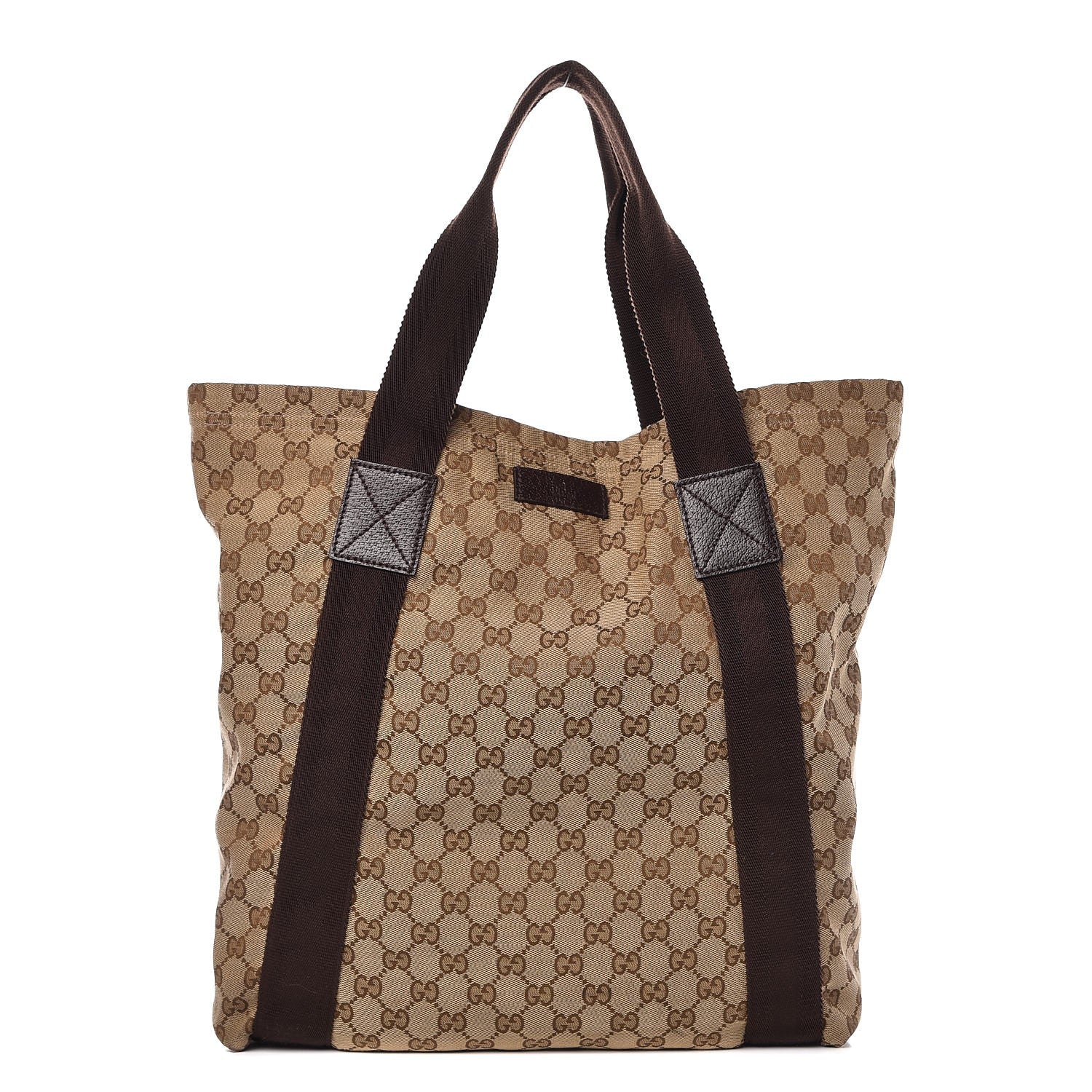 Gucci GG Monogram Medium Web Handle Vertical Tote Dark Brown 1 of 13