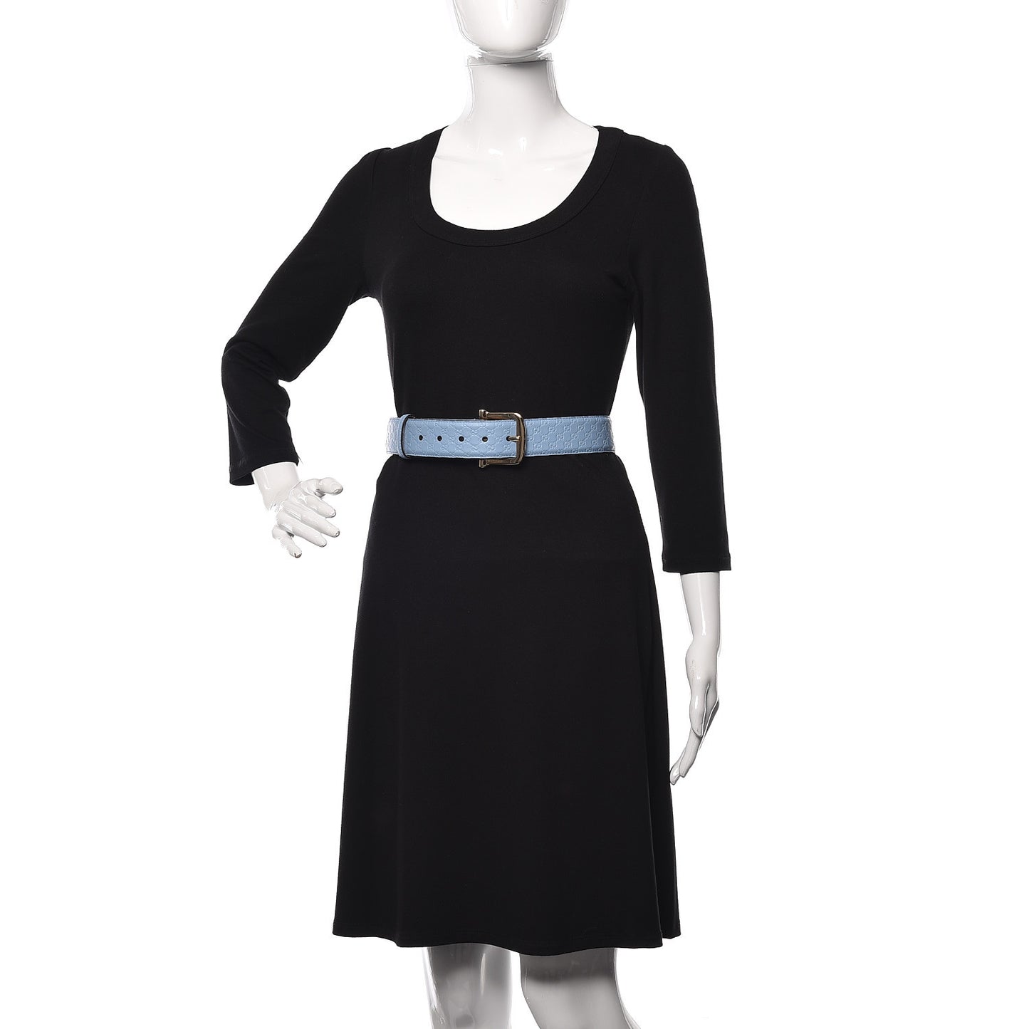 Soft Microguccissima Margaux Calfskin Belt 90 36 Mineral Blue