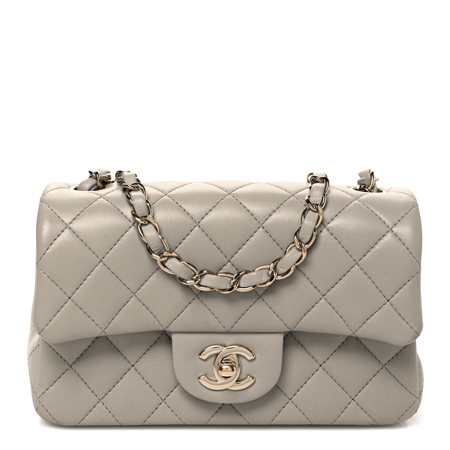 Chanel Lambskin Quilted Mini Rectangular Flap Grey 1 of 11