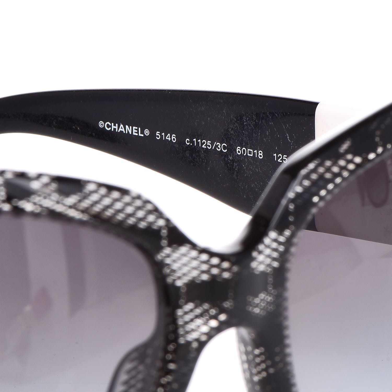Chanel Acetate CC Lace Effect Sunglasses 5146 Black White 6 of 6