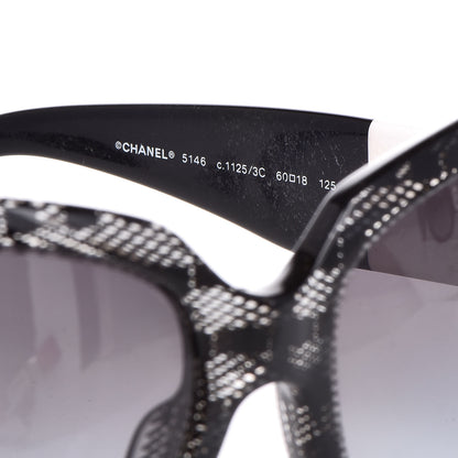 Chanel Acetate CC Lace Effect Sunglasses 5146 Black White 6 of 6