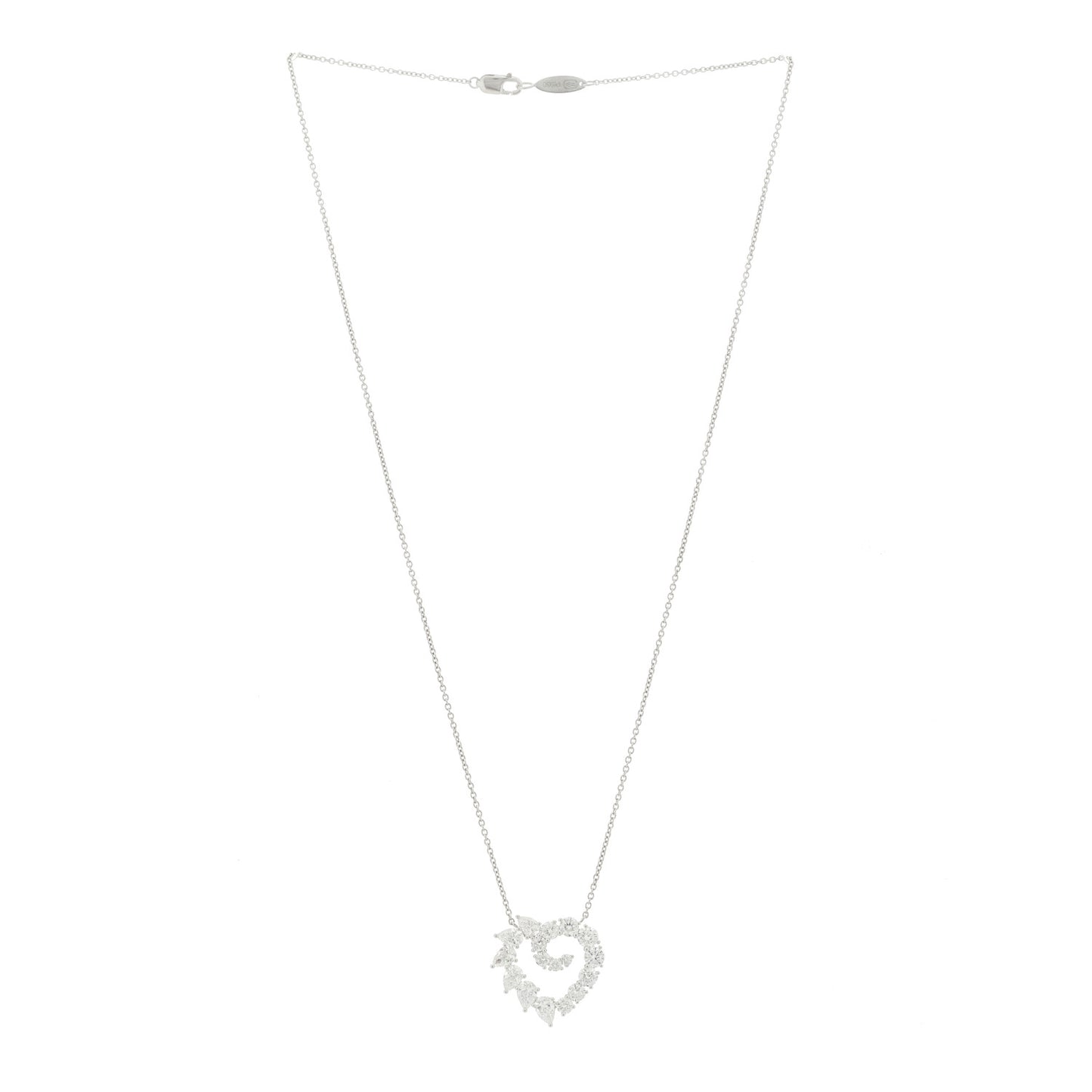 Platinum Diamond Garland Small Heart Pendant Necklace