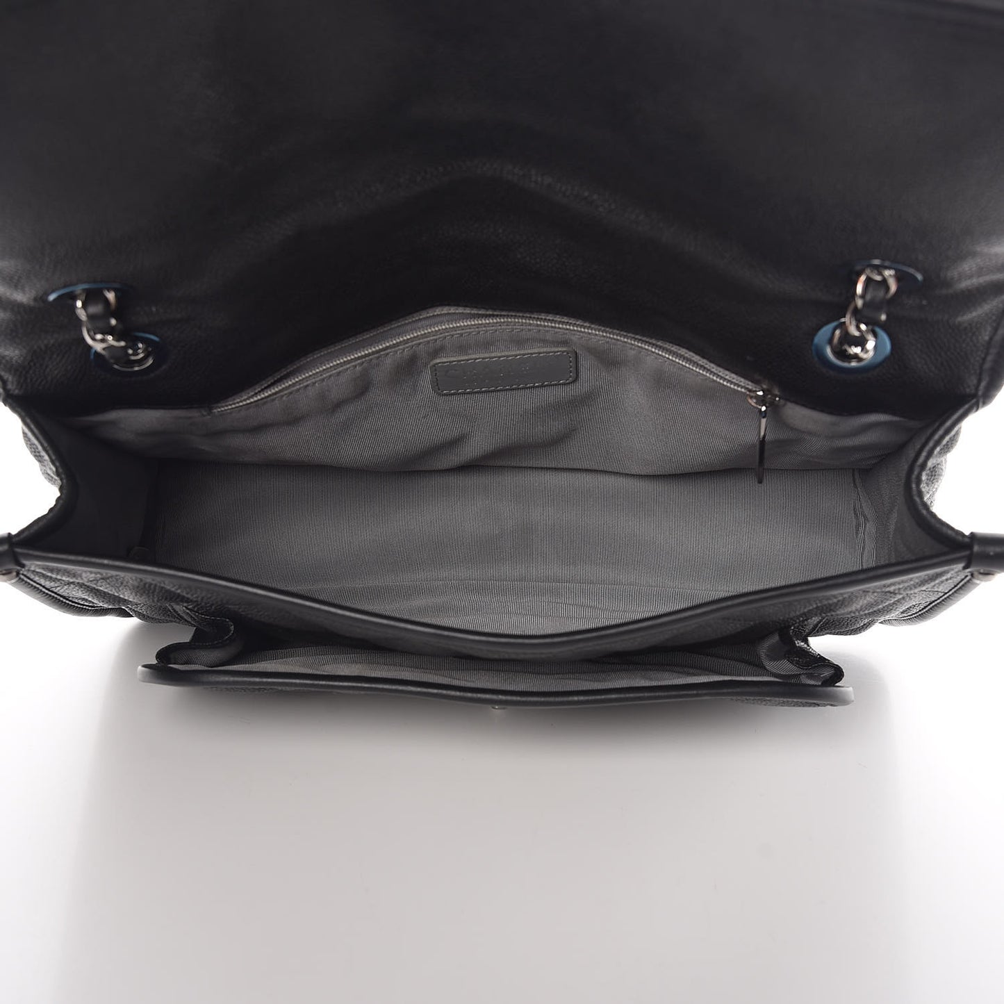 Caviar Quilted Large French Riviera Flap Black
