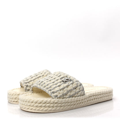 Chanel Braided Knit CC Mules 37 Ecru 3 of 8