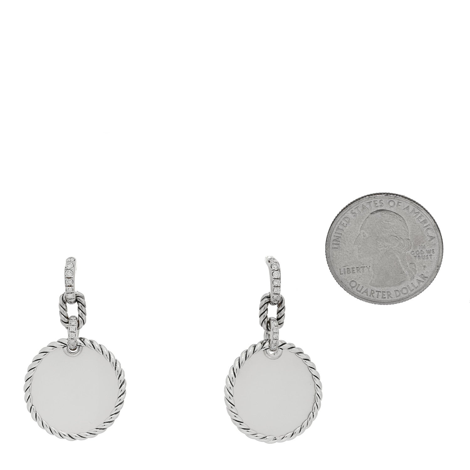 David Yurman Sterling Silver Diamond Mother of Pearl Elements Drop Earrings 2 of 3