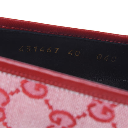 Gucci Canvas GG Monogram Horsebit Womens Jordaan Loafers 40 Gardenia Hibiscus Red 8 of 9