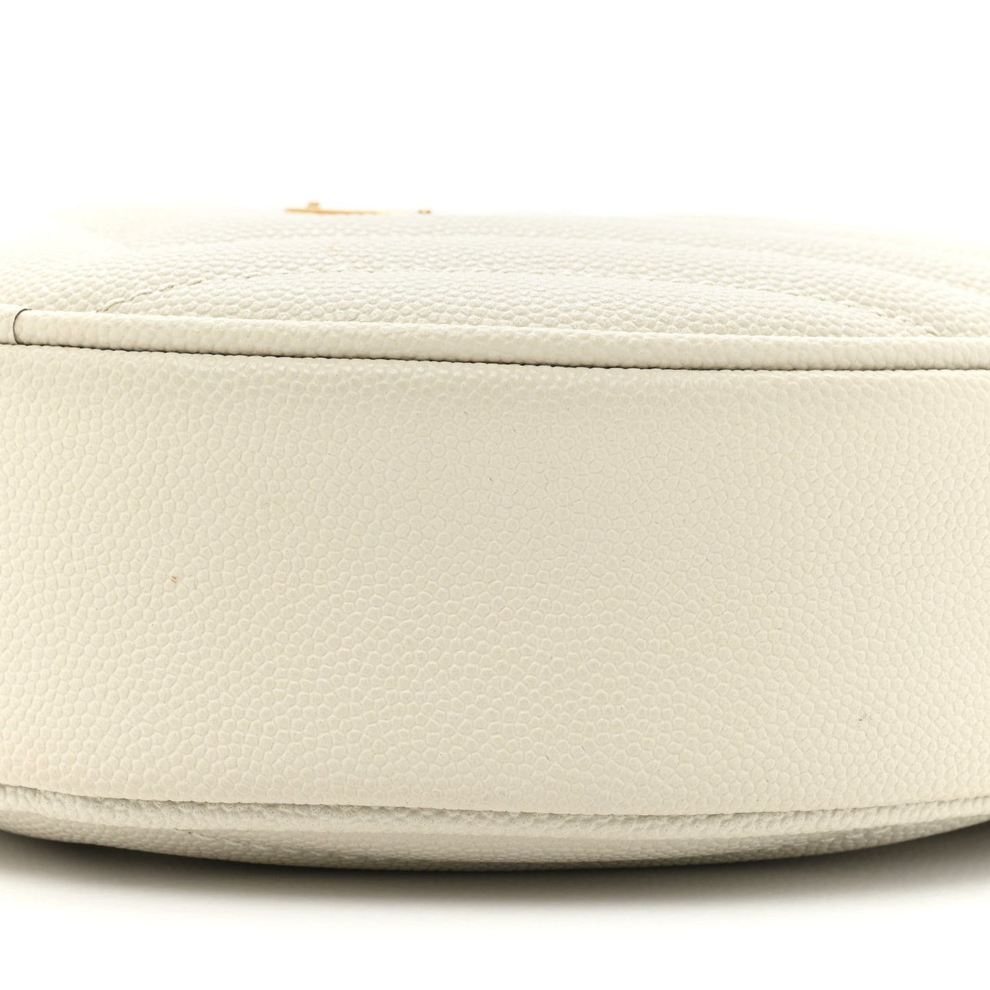 Grain De Poudre Matelasse Chevron Quilted Round Vinyle Camera Bag White