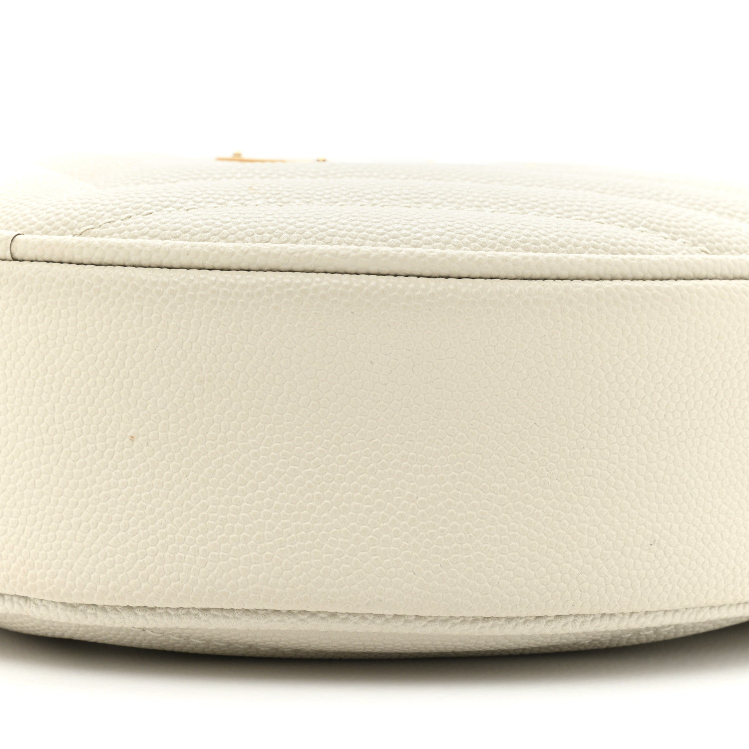 Saint Laurent Grain De Poudre Matelasse Chevron Quilted Round Vinyle Camera Bag White 8 of 10