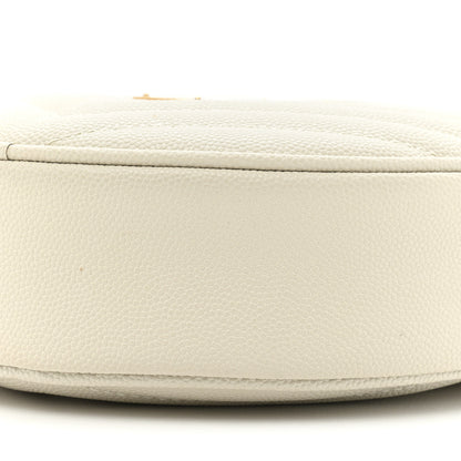 Saint Laurent Grain De Poudre Matelasse Chevron Quilted Round Vinyle Camera Bag White 8 of 10