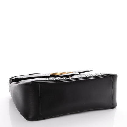 Gucci Calfskin Matelasse Medium GG Marmont Top Handle Shoulder Bag Black 7 of 10