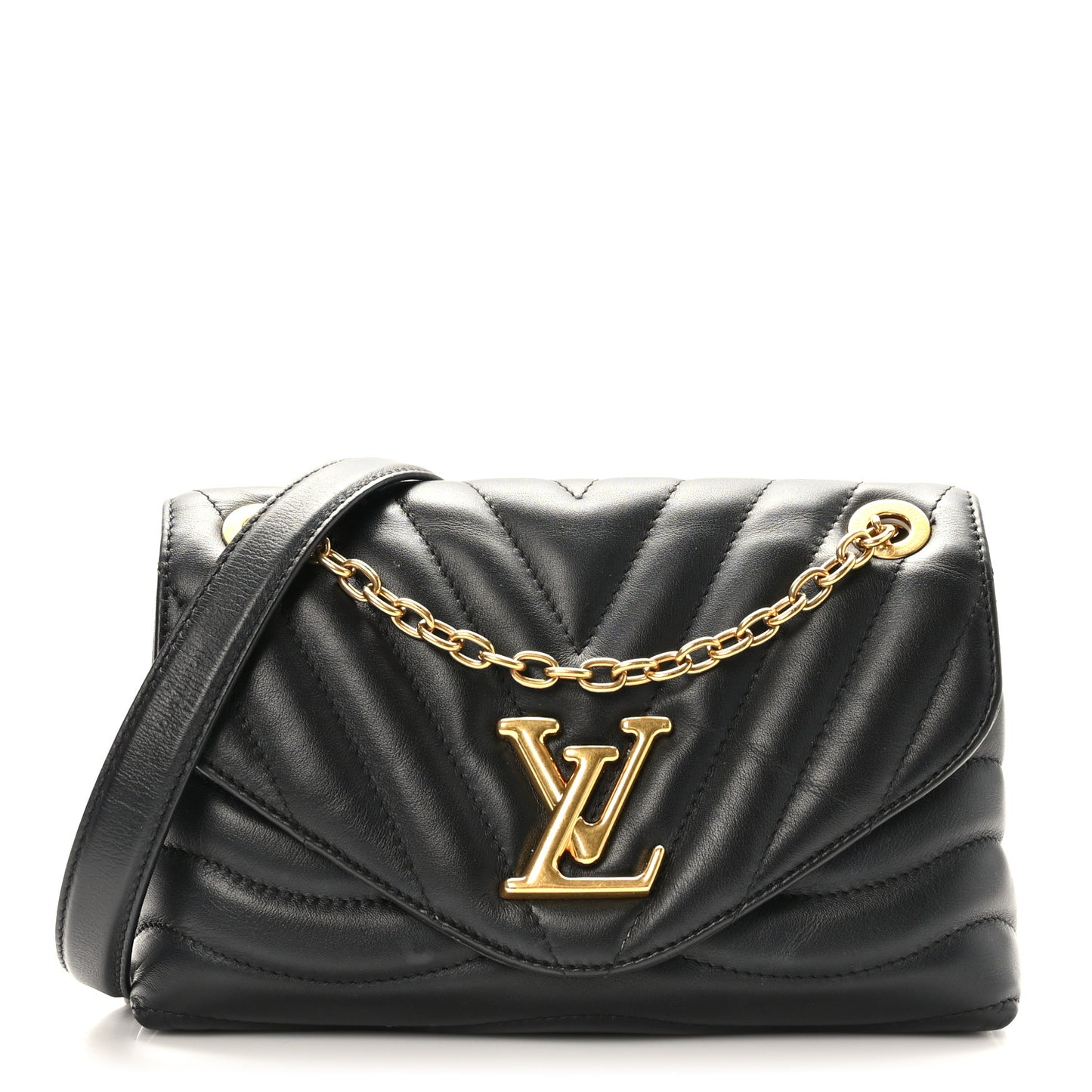 Calfskin LV New Wave Chain Bag Black