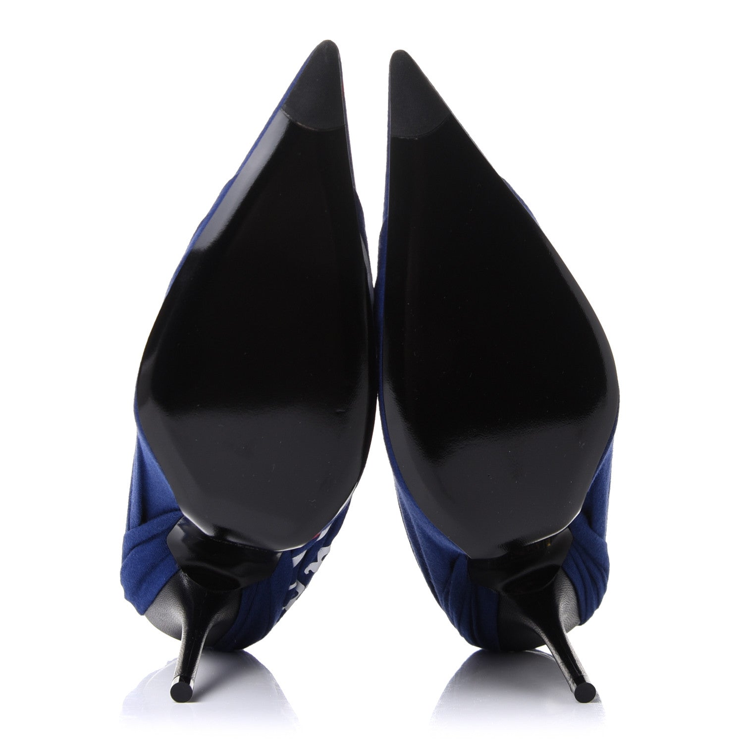 Balenciaga Jersey Crepe Political Campaign Logo Knife 115 Pointed Pumps 38 Pacifique White Rouge 6 of 10