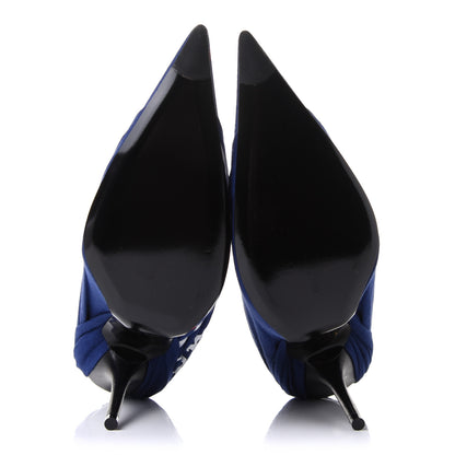 Balenciaga Jersey Crepe Political Campaign Logo Knife 115 Pointed Pumps 38 Pacifique White Rouge 6 of 10