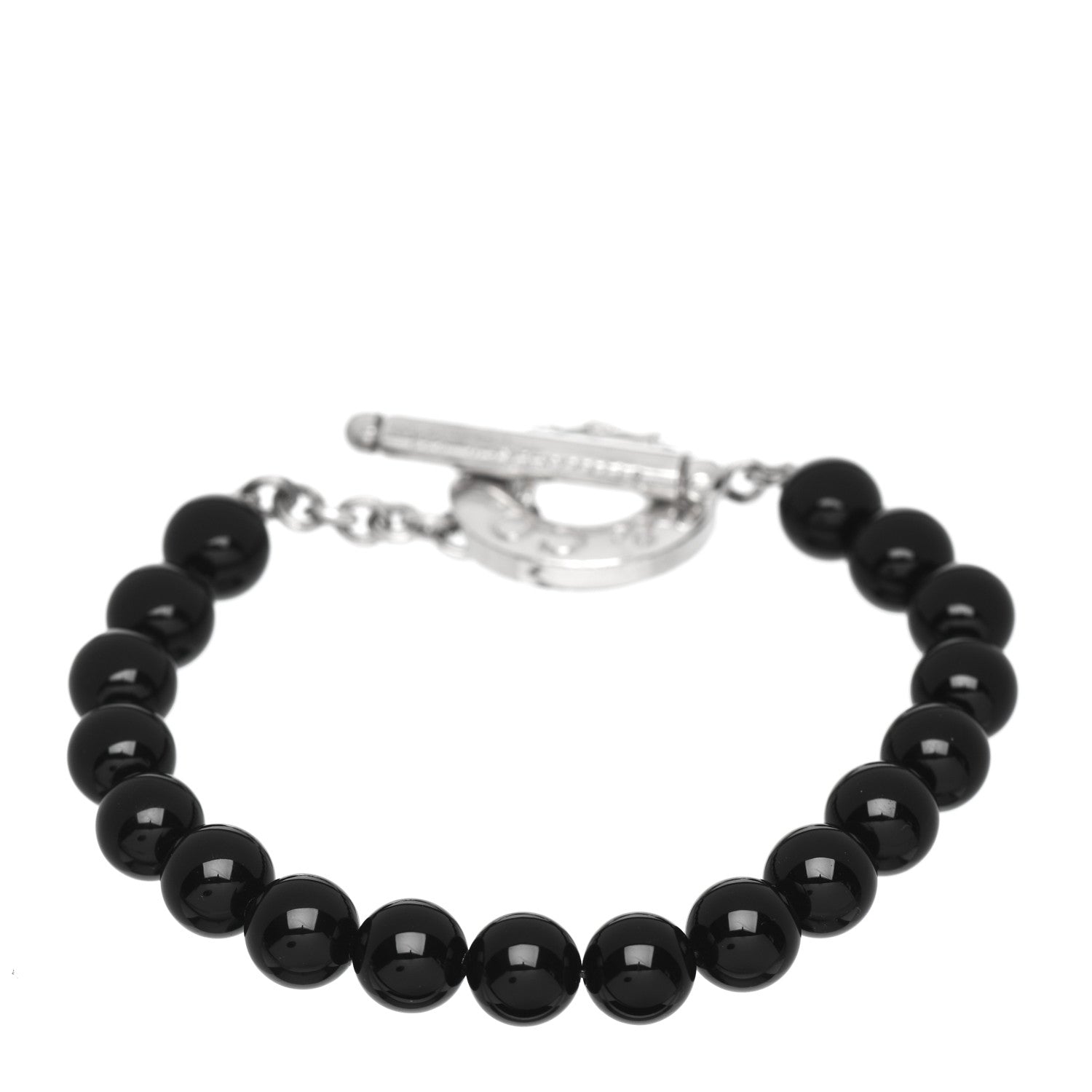 Tiffany Sterling Silver Black Onyx Bead Toggle Bracelet 3 of 4