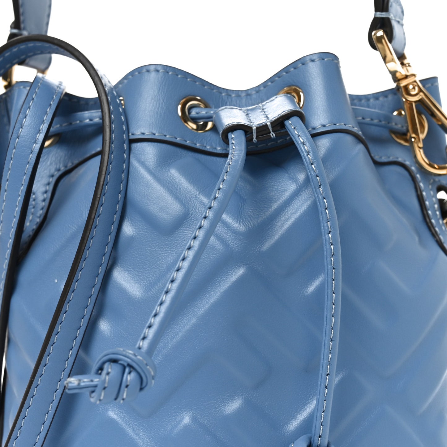 Vitello Liberty F is Fendi FF 1974 Embossed Mini Mon Tresor Bucket Bag Nebula
