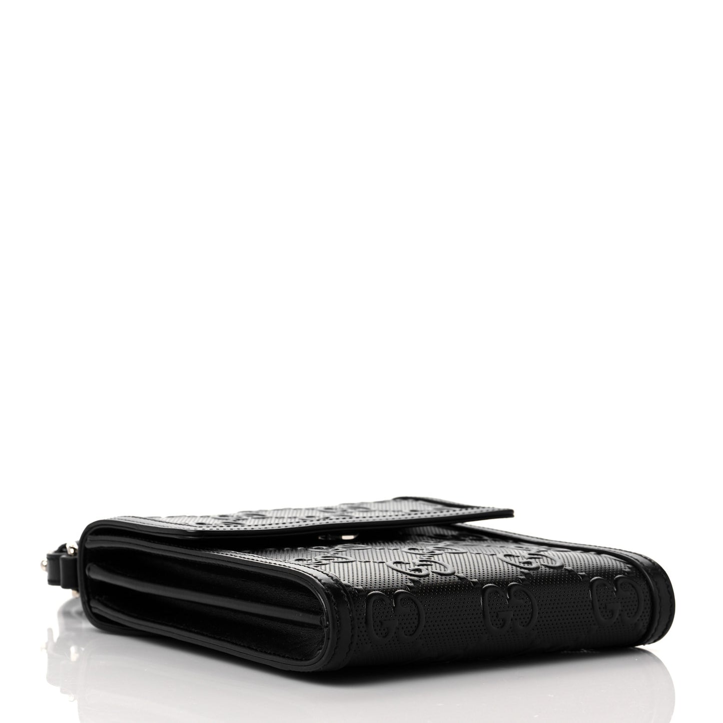 Calfskin GG Tennis Embossed Messenger Bag Black