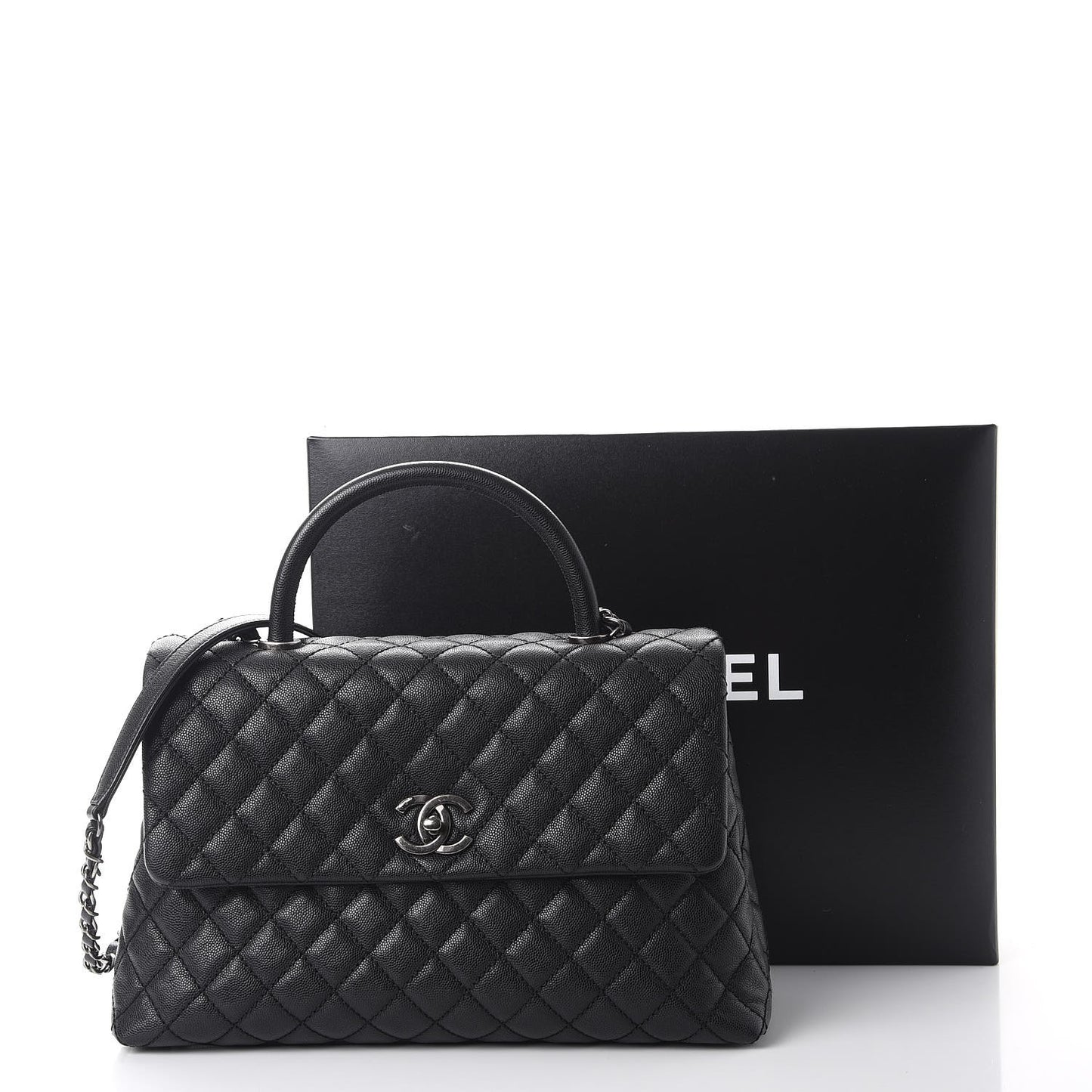 Caviar Quilted Medium Coco Handle Flap Black
