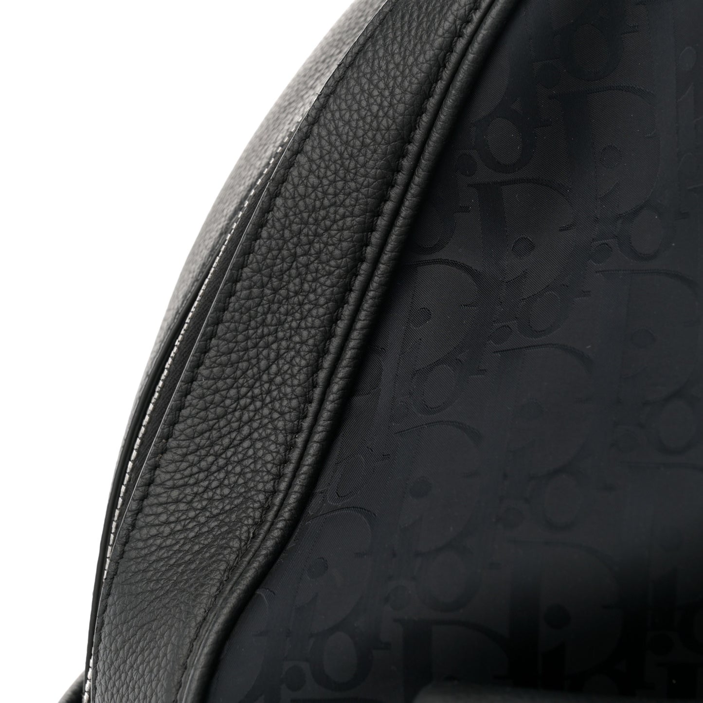Grained Calfskin Nylon Oblique Explorer Backpack Black