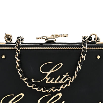 Chanel Lambskin Room Card Minaudiere Evening Bag Black Gold 8 of 13