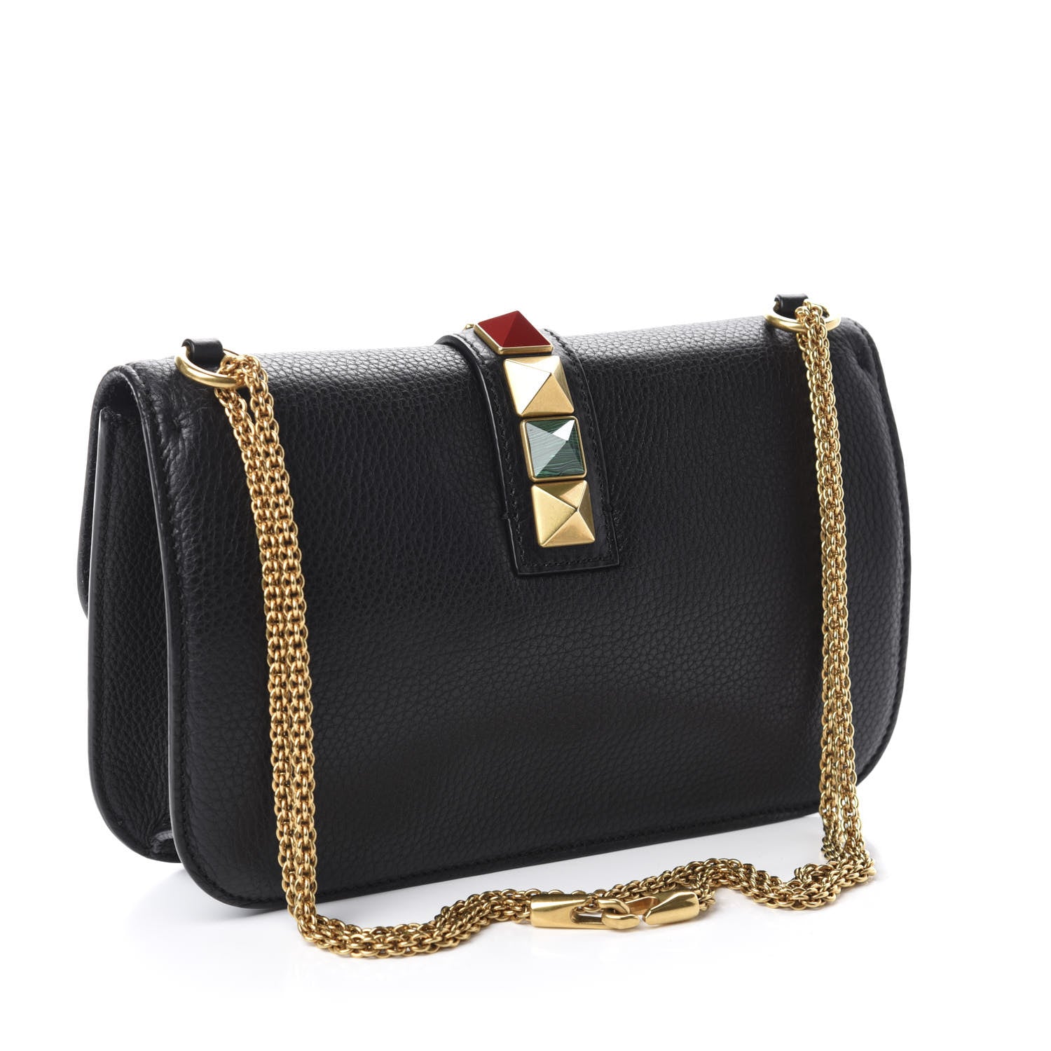 Valentino Garavani Pebbled Calfskin Medium Rockstud Rolling Glam Lock Rockstud Flap Black 3 of 10