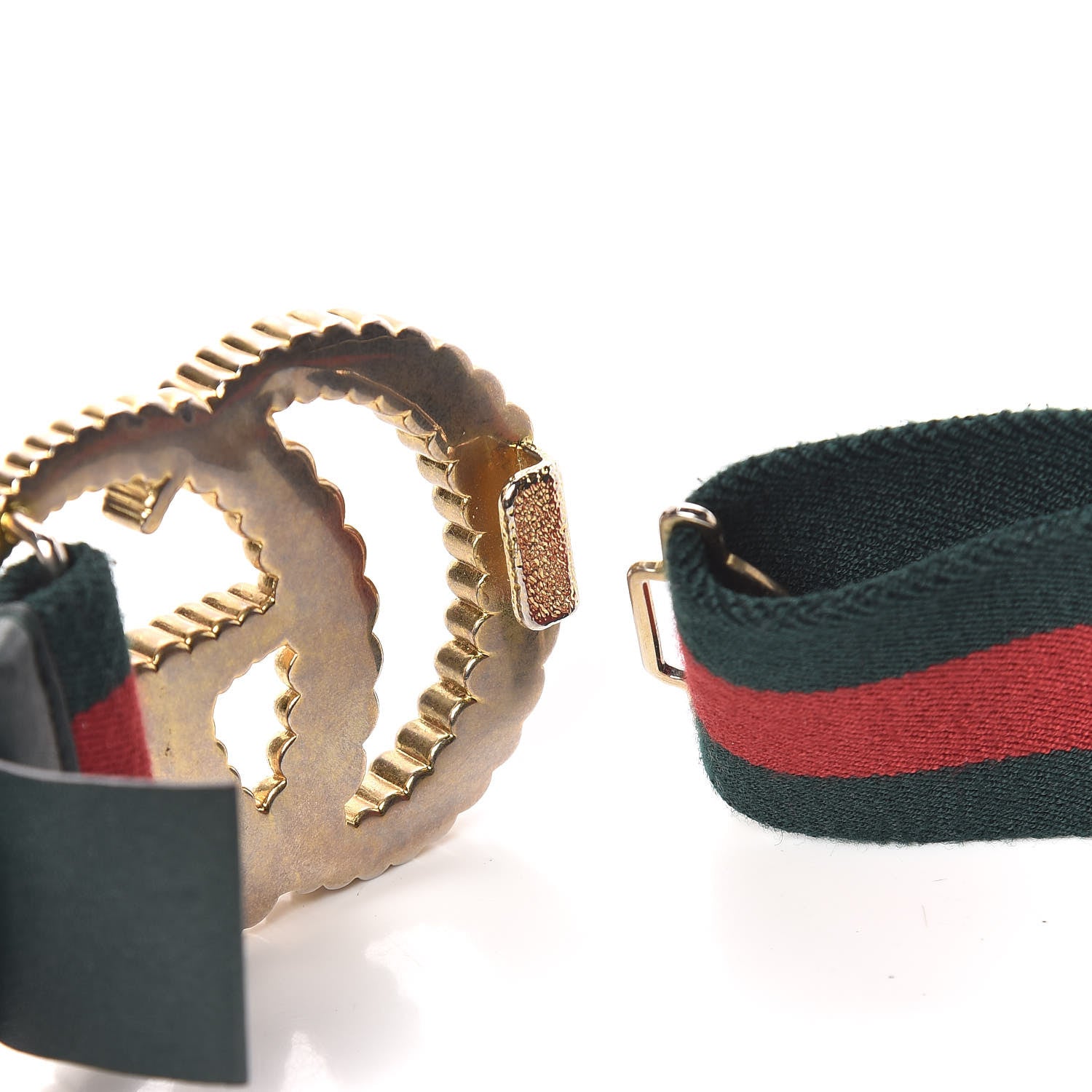 Gucci Canvas Torchon Double G Web Belt 85 34 Verde 5 of 5