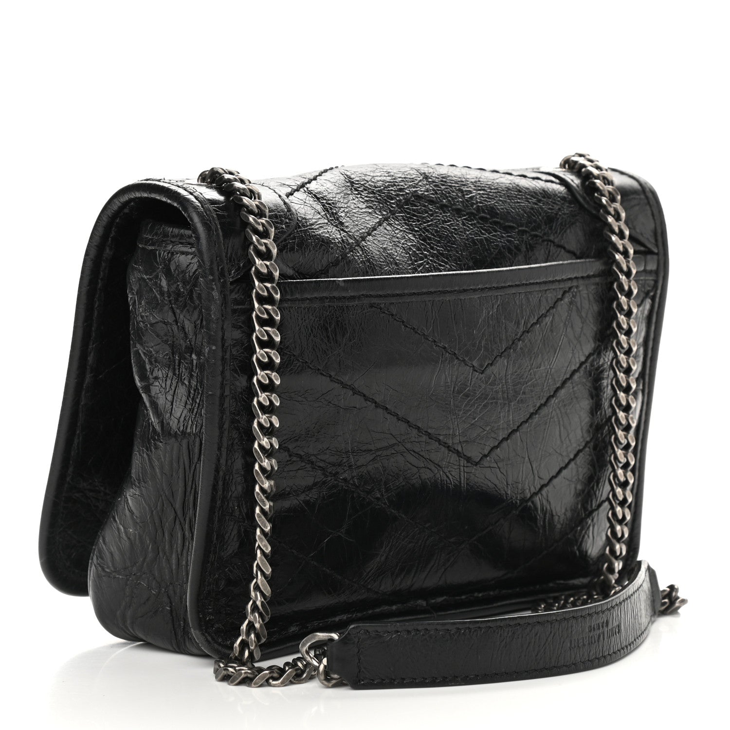 Saint Laurent Crinkled Calfskin Matelasse Monogram Niki Chain Wallet Black 3 of 9