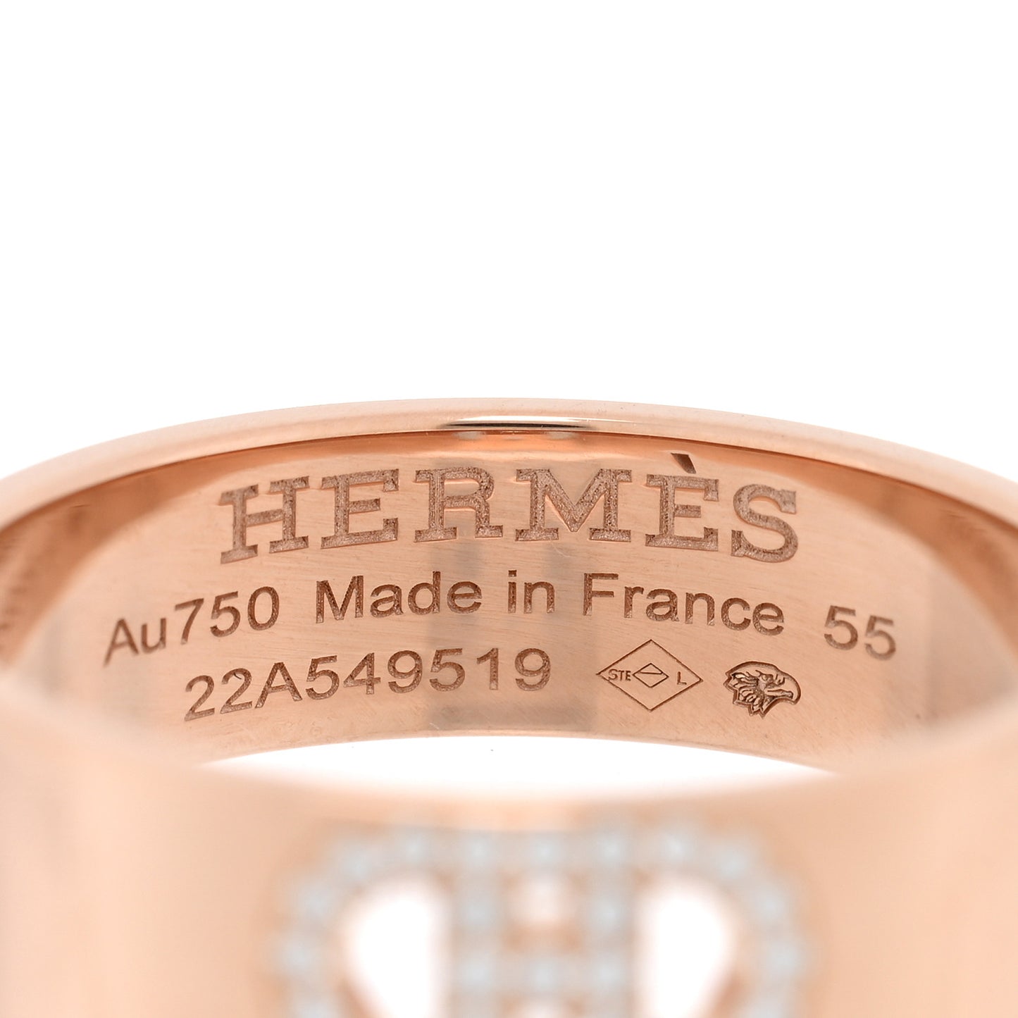 18K Rose Gold Diamond PM H D'Ancre Ring 55 7.25