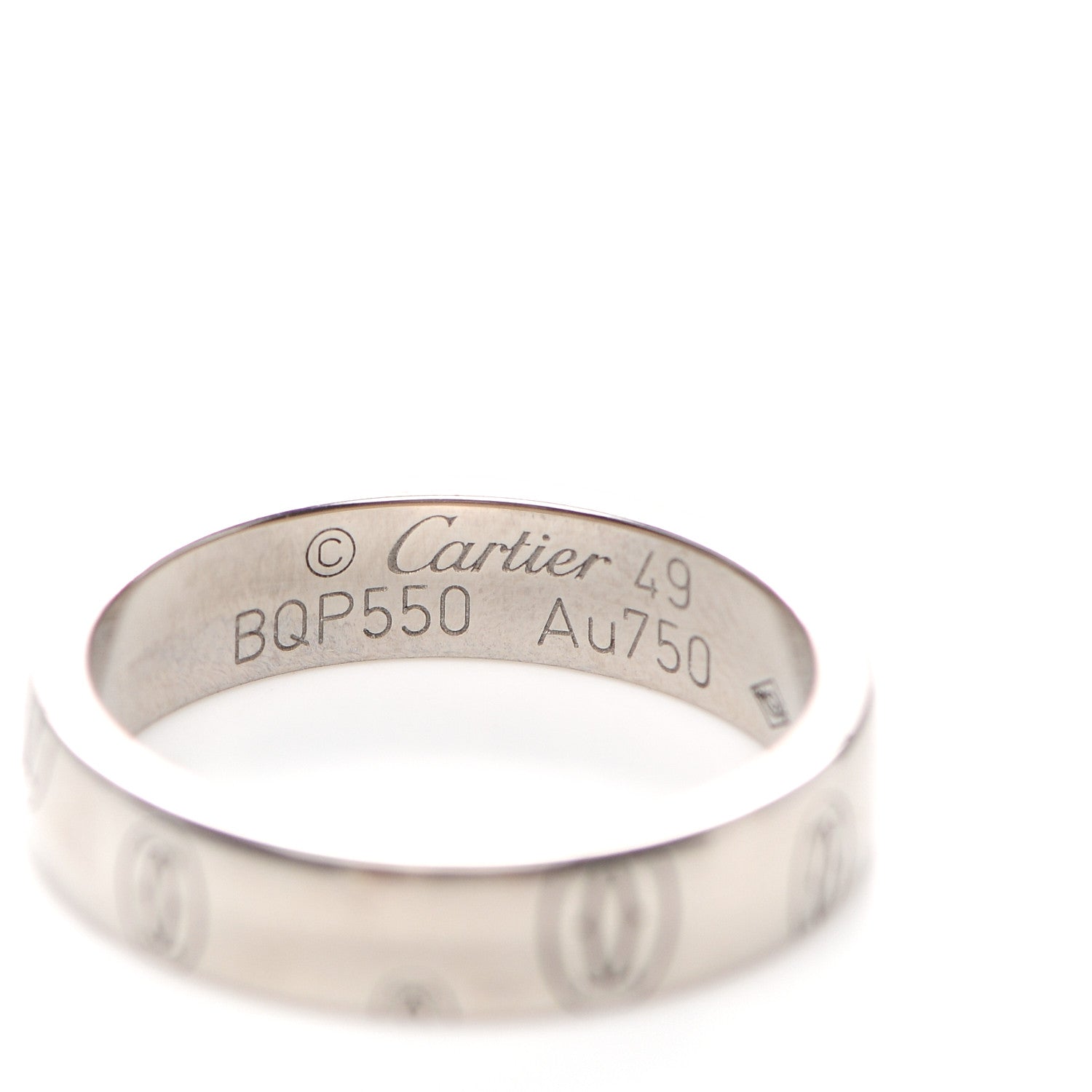 Cartier 18K White Gold 4mm Happy Birthday Band Ring 49 4.75 4 of 5