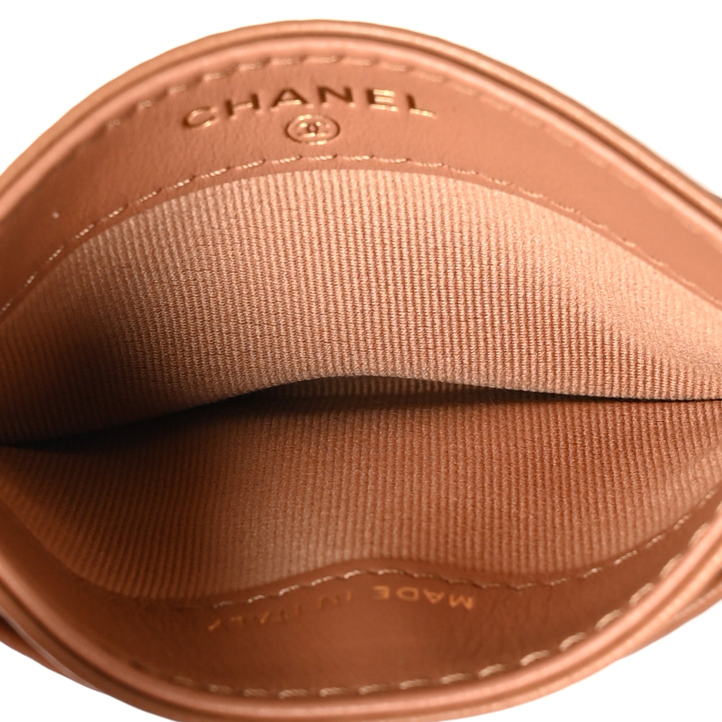 Lambskin Quilted Chanel 19 Card Holder Brown