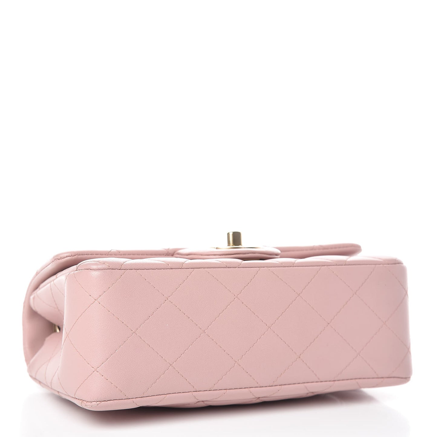 Lambskin Quilted Mini Rectangular Flap Light Pink
