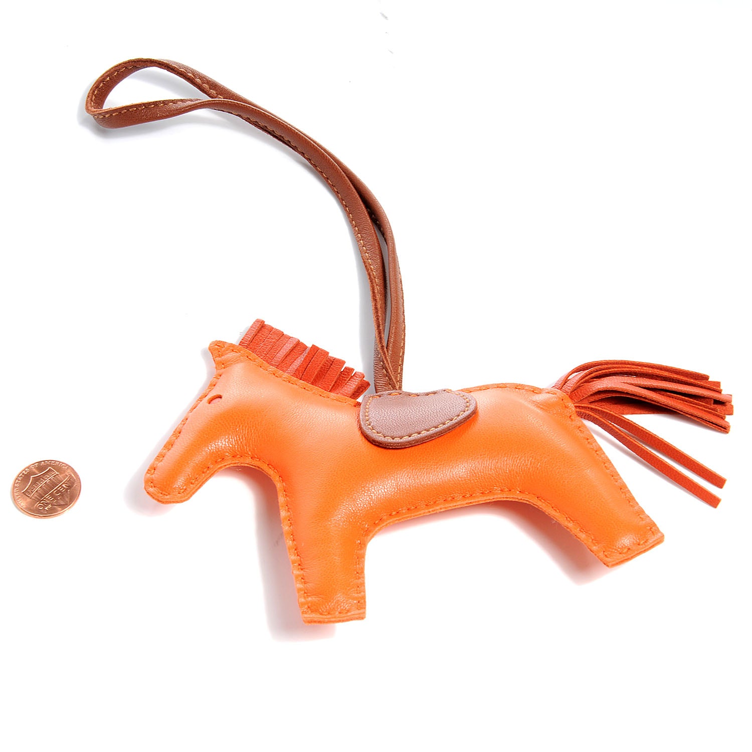 Hermes Milo Lambskin Grigri Rodeo Horse Bag Charm MM Orange 2 of 5