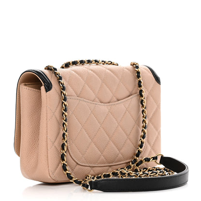Chanel Caviar Quilted Small CC Filigree Flap Beige Black 3 of 15