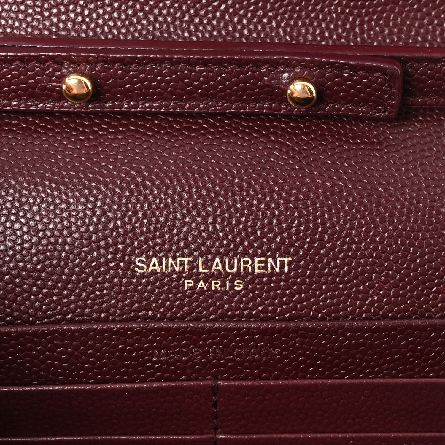 Saint Laurent Grain De Poudre Matelasse Chevron Monogram Chain Wallet Rouge Legion 6 of 10