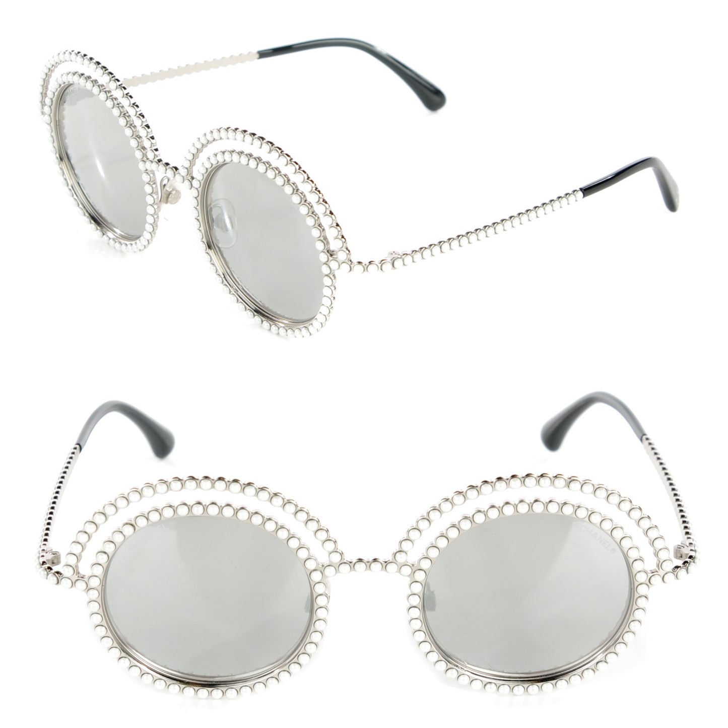 Pearl Round Sunglasses 71139 White