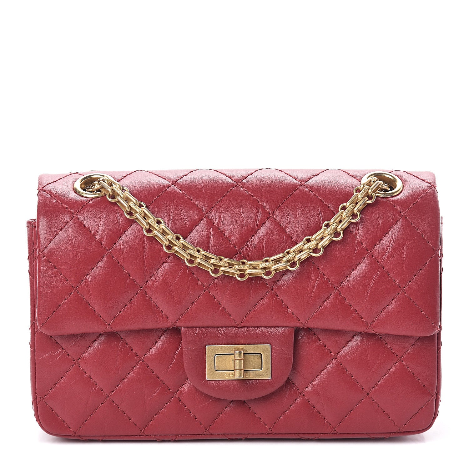 Chanel Aged Calfskin Quilted 2.55 Reissue Mini Flap Red 1 of 8