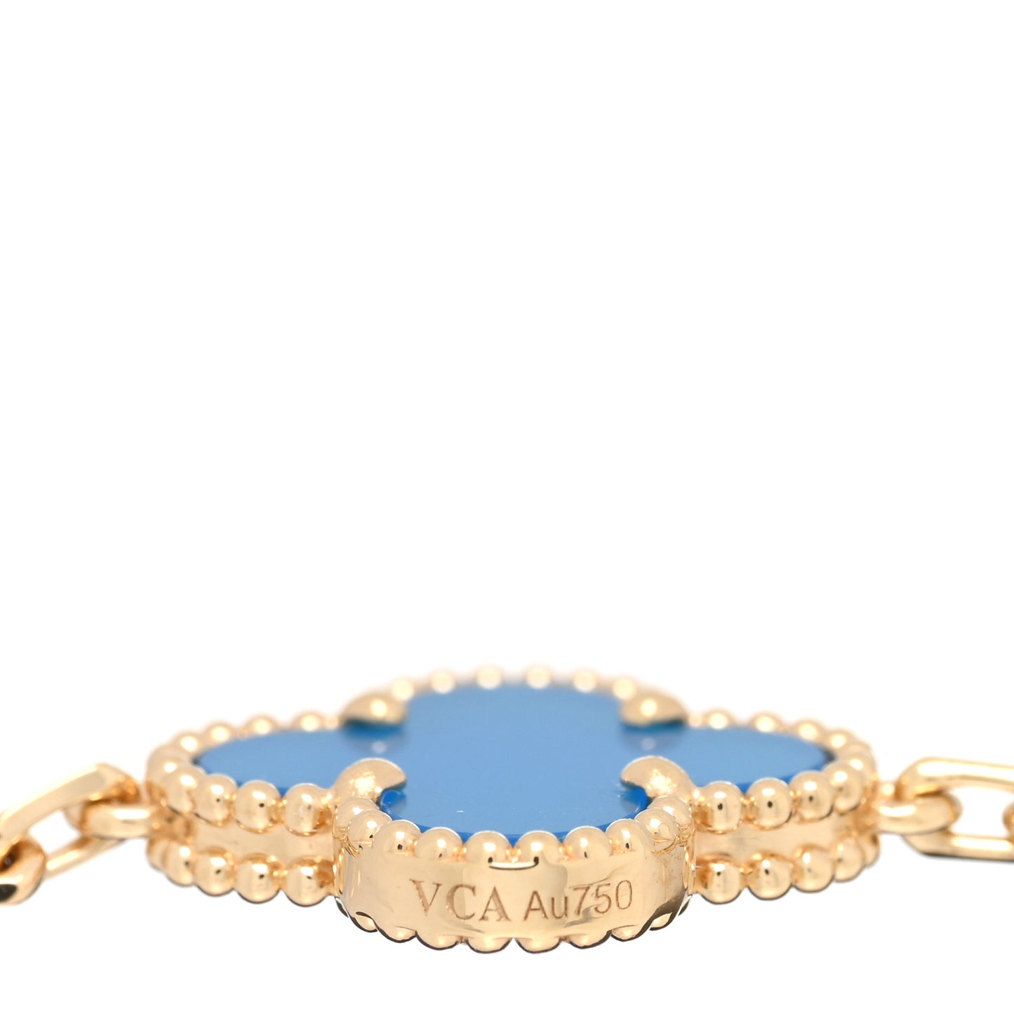 18K Yellow Gold Blue Agate 5 Motifs Vintage Alhambra Bracelet
