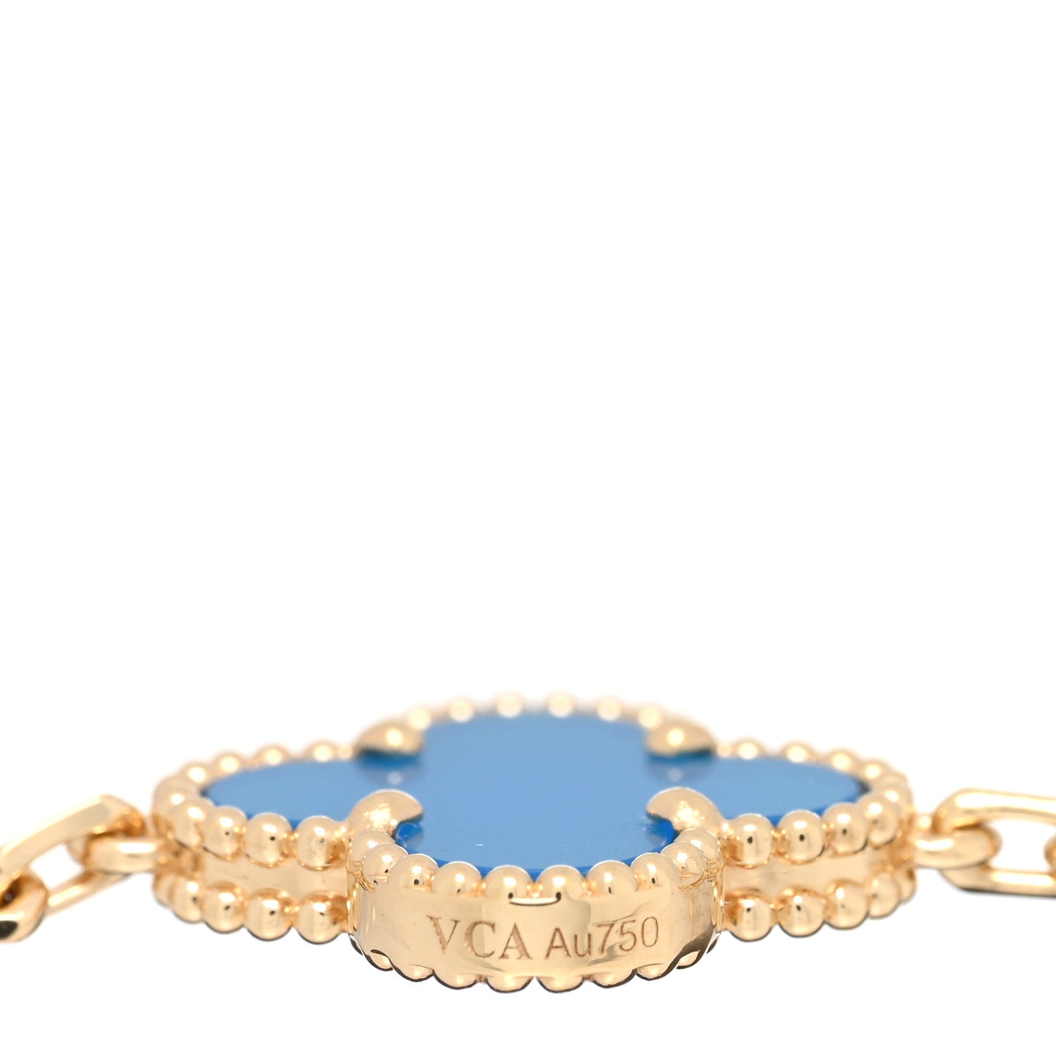 Van Cleef & Arpels 18K Yellow Gold Blue Agate 5 Motifs Vintage Alhambra Bracelet 4 of 4