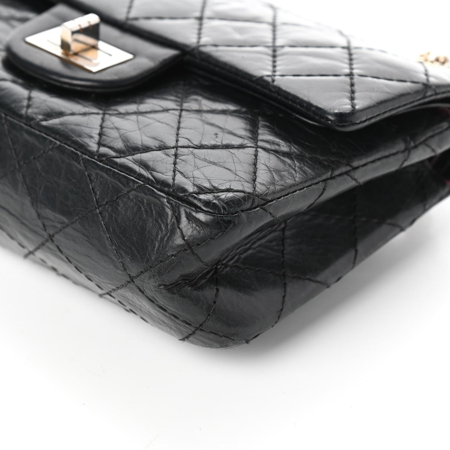 Aged Calfskin Quilted 2.55 Reissue 224 Flap Black