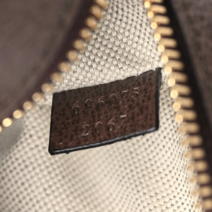 Gucci Monogram Jumbo GG Textured Dollar Calfskin Web Mini Crossbody Bag Camel Ebony New Acero 7 of 10