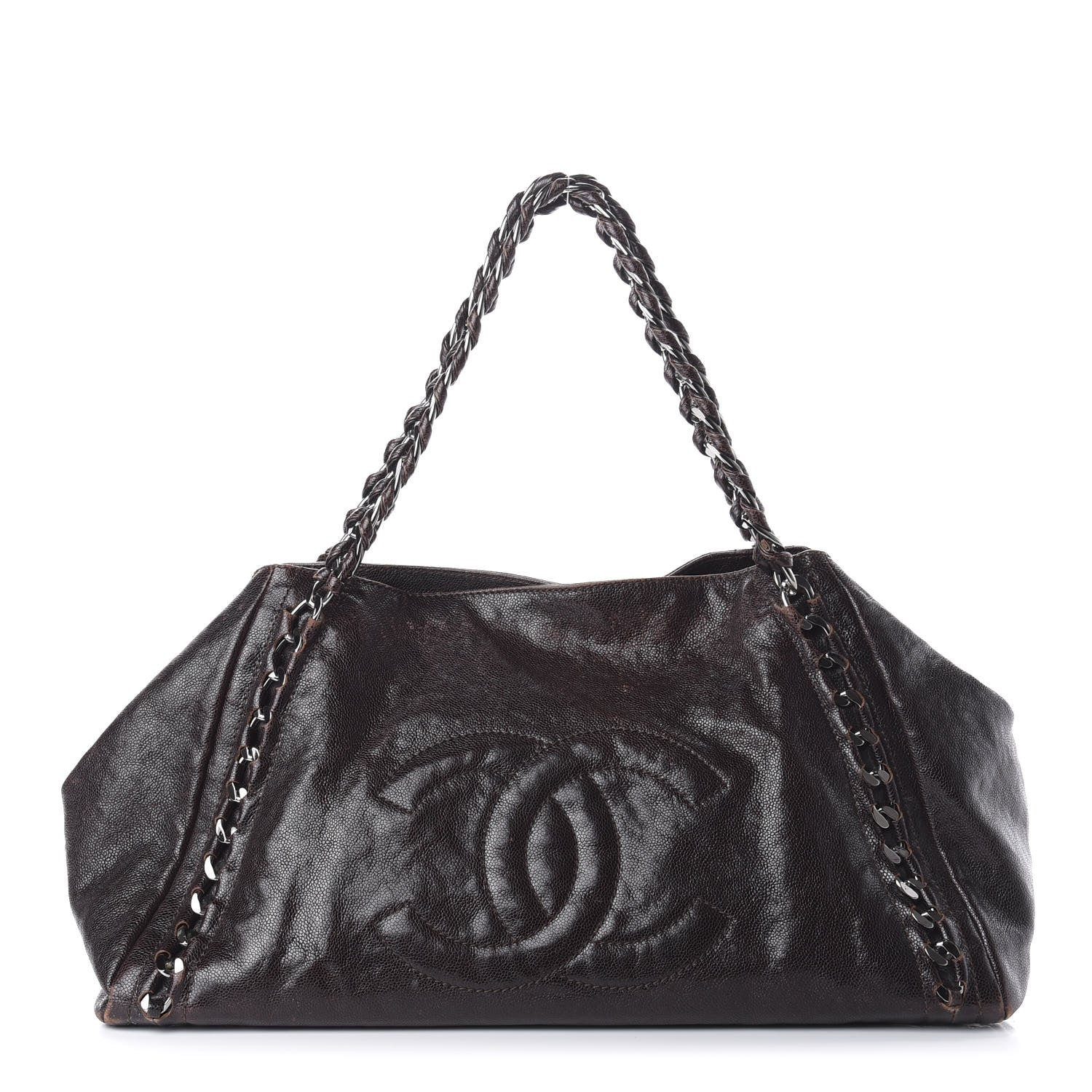 Chanel Glazed Caviar East West Modern Chain Tote Brown 1 of 13