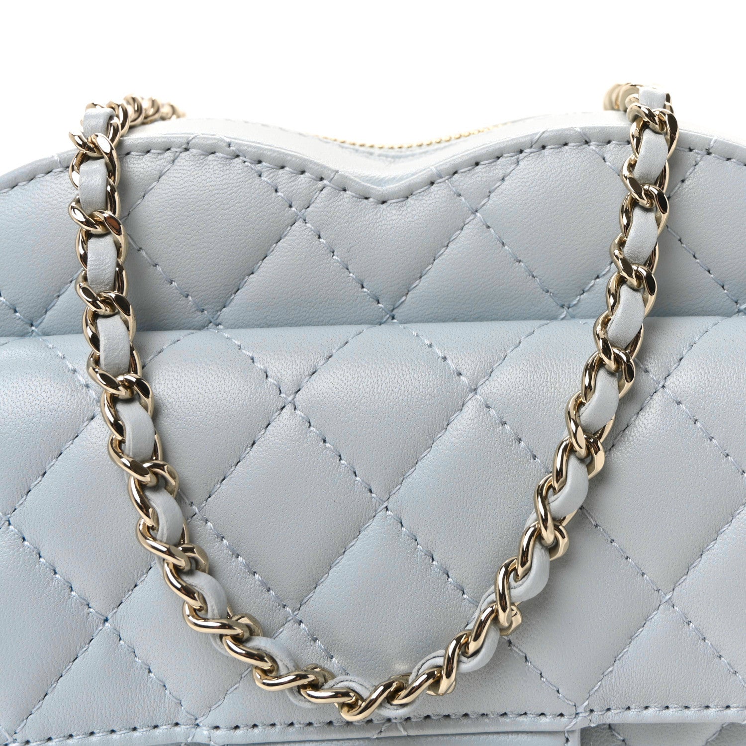 Chanel Lambskin Quilted Large CC In Love Heart Bag Light Blue 8 of 11